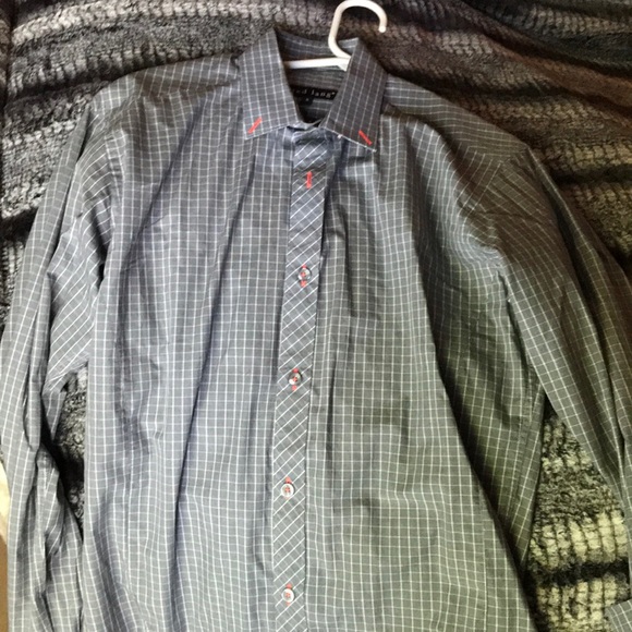 Jared Lang Long Sleeve Window Pane Dress Shirt - Picture 1 of 4